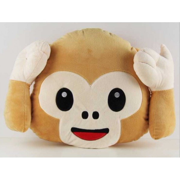 Soft Smiley Monkey Emoticon Brown Cushion Pillow Stuffed Plush Toy Doll (Do Not Hear)